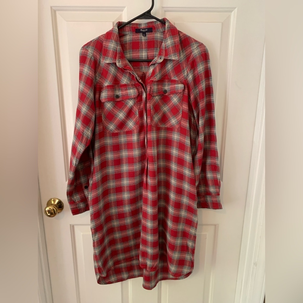 Madewell Women Daywalk Flannel Shirt Dress in Fairfax Plaid - Size Small